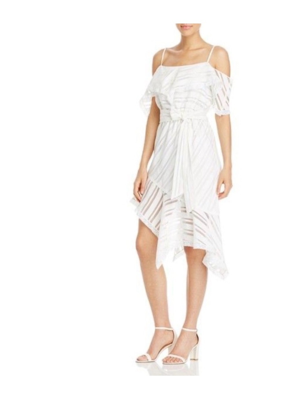 AQUA White Cold Shoulder Handkerchief Dress NWT Size small